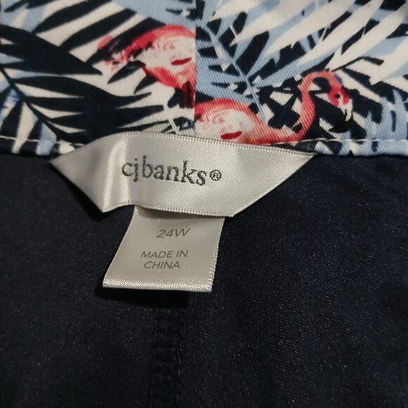 CJ Banks tropical skort with flamingos size 24 navy/white/periwinkle/pink plus - Picture 12 of 12